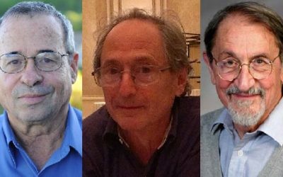 From left to right, 2013 Nobel Prize in chemistry winners Arieh Warshel, Michael Levitt and Martin Karplus (photo credit: CC BY Wikipedia, Harvard University)