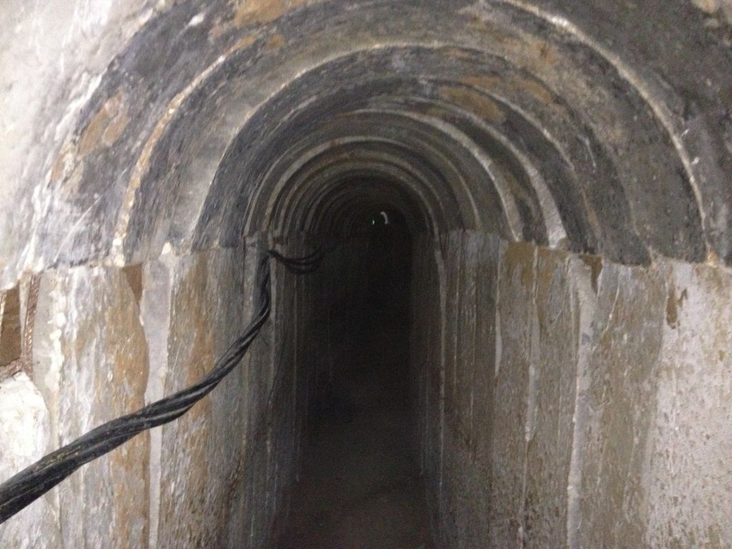 Section of a tunnel discovered running from the Gaza Strip to Israel, October 13, 2013. (photo credit: Times of Israel/Mitch Ginsburg)