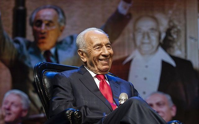 President Shimon Peres speaks at the Jewish Federations' General Assembly (GA), an annual conference of thousands of participants from North America, held in Jerusalem on November 11, 2013. (Photo credit: Flash90)