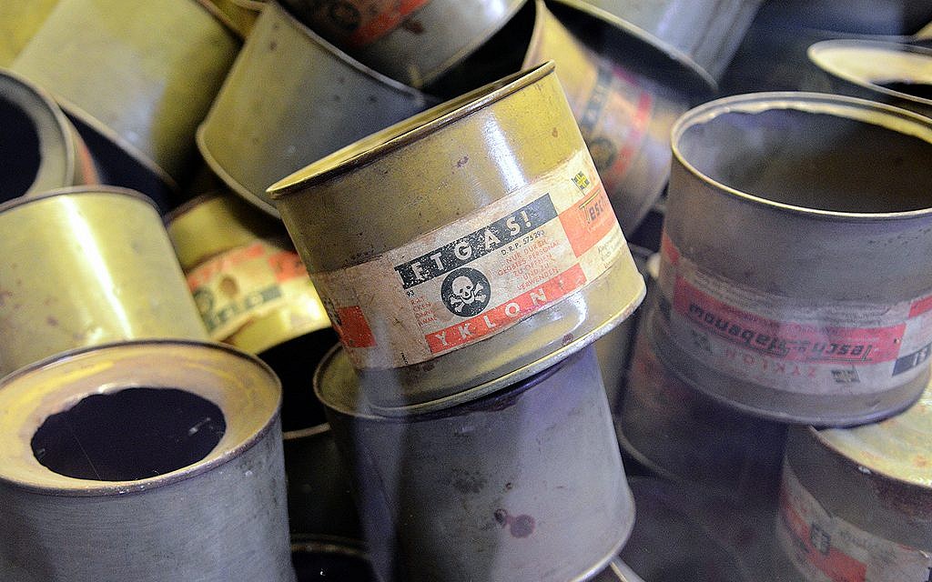 Cans of Zyklon B on display at Auschwitz. (photo credit: CC BY Jaysmark, Flickr)