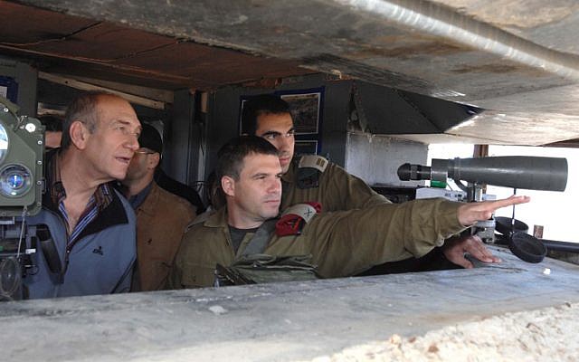 Brig. Gen. Gal Hirsch, center, with then prime minister Ehud Olmert (photo credit: Moshe Milner/GPO/ Flash 90)