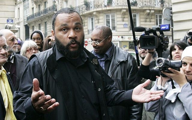 Anti-Semitic French comic Dieudonne M'Bala M'Bala, in 2009 (photo credit: AP/Remy de la Mauviniere)