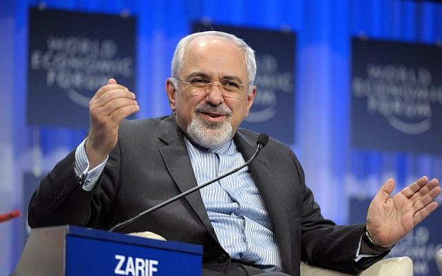 Iranian Foreign Minister Mohammad Javad Zarif at The World Economic Forum in Davos on January 24, 2014. (photo credit: AFP/Eric Piermont)
