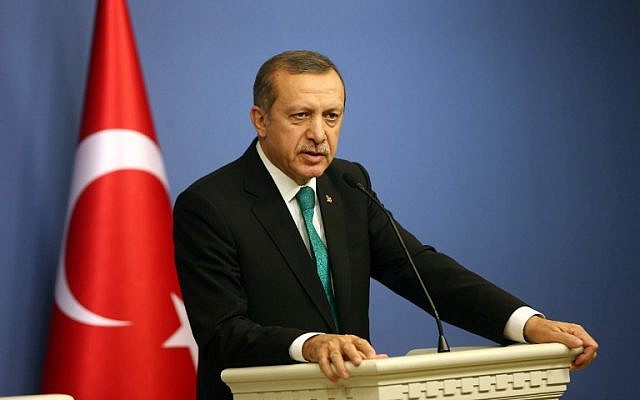 Turkish Prime Minister Recep Tayyip Erdogan speaks during a press conference on Tuesday, February 11, 2014 (photo credit: AFP/Adem Altan)