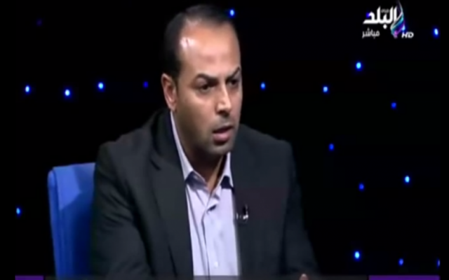 Former Hamas spokesman Ayman Taha during a television interview, November 2012 (photo credit: YouTube image grab)