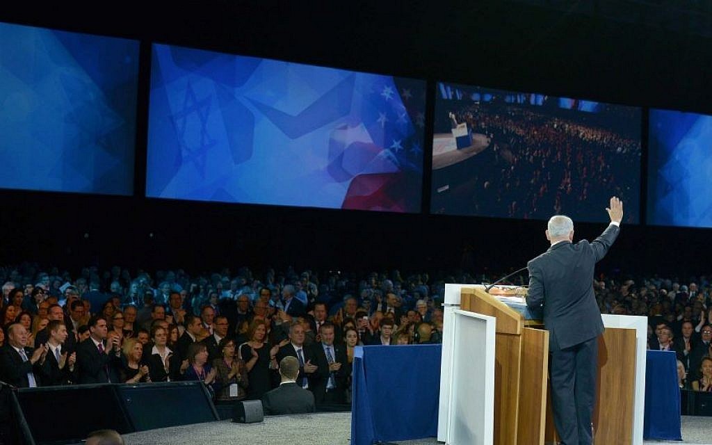 Prime Minister Benjamin Netanyahu addresses AIPAC's annual conference in Washington, DC, on Tuesday, March 4, 2014. (photo credit: PMO)