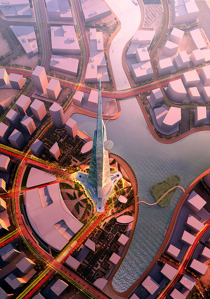 A simulated image of the Kingdom Tower (photo credit: CC BY Forgemind ArchiMedia/Flickr)