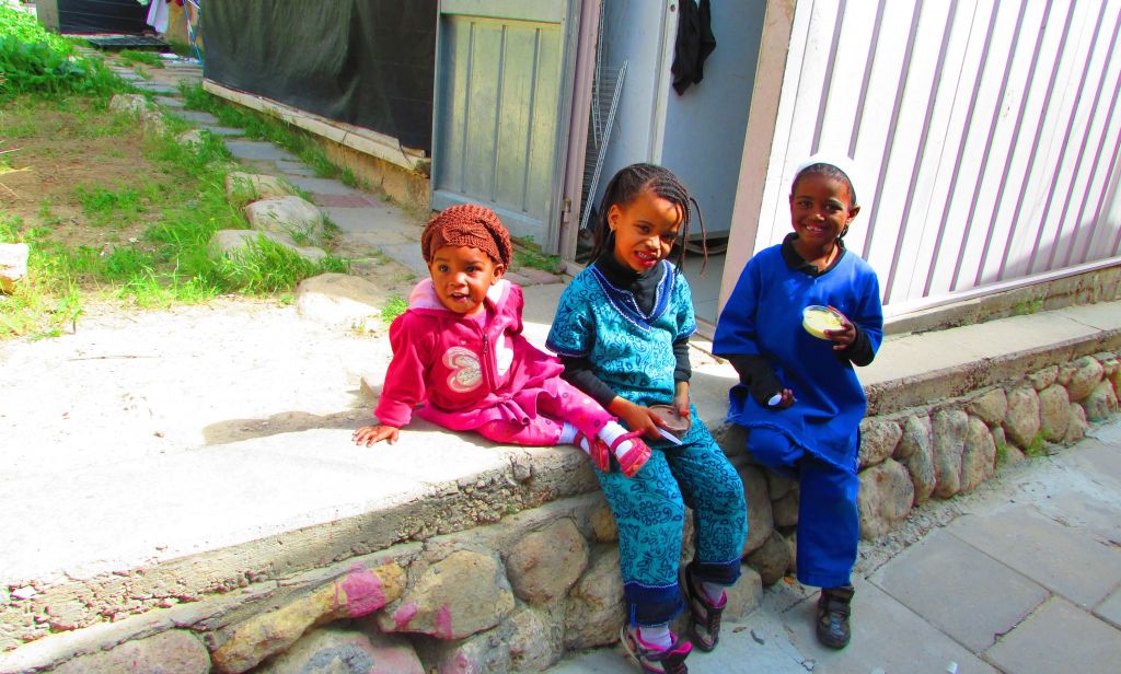 Three of the community's children. (photo credit: Debra Kamin/Times of Israel)