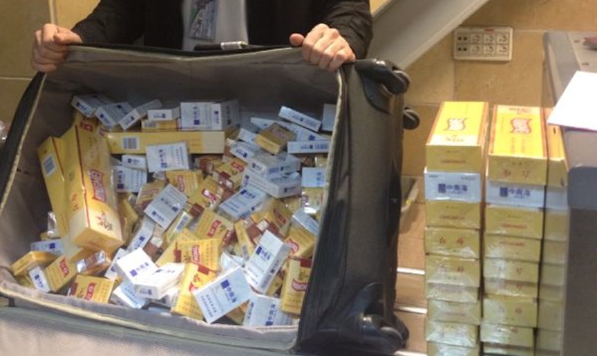 Undeclared cigarettes seized by Customs agents at Ben Gurion Airport (Photo credit: Courtesy)