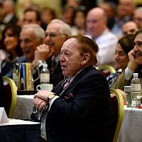 Sheldon Adelson attends the Republican Jewish Coalition spring leadership meeting at The Venetian Las Vegas on March 29, 2014 (Photo credit: Ethan Miller/Getty Images/AFP)