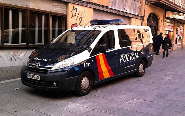 Illustrative photo of a Spanish police car (photo credit: Wikimedia Commons/CC BY-SA 3.0)