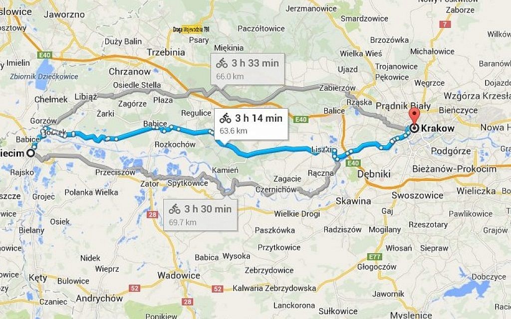 auschwitz tour from krakow map
