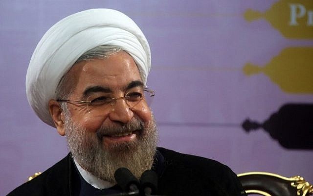Iranian President Hassan Rouhani speaks during a press conference in the capital Tehran on June 14, 2014. (photo credit: AFP Photo/Atta Kenare)