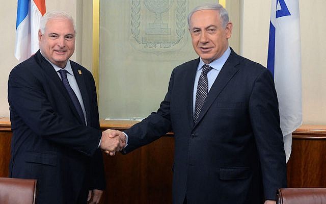Prime Minister Benjamin Netanyahu meets with President of Panama, Ricardo Martinelli, in Jerusalem, on May 29, 2014. (Kobi Gideon/GPO/Flash90)