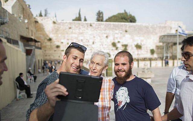 Charlie Watts, drummer for The Rolling Stones, seen visiting the Western Wall in Jerusalem's Old City on Tuesday, June 3, 2014, a day before the band's concert in Tel Aviv. Photo by Yonatan Sindel/Flash 90