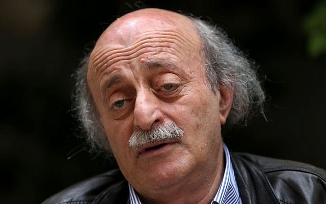 Walid Jumblatt, the political leader of Lebanon's minority Druse sect, speaks during an interview with The Associated Press, as he sits in his garden house, in Beirut, Lebanon, on May 28, 2014. (photo credit: AP Photo/Hussein Malla)