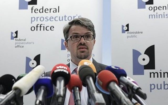 Belgian federal prosecutor Frederic Van Leeuw addresses the media at the Federal Prosecutor's office in Brussels, Sunday, June 1, 2014. (photo credit: AP Photo/Yves Logghe)