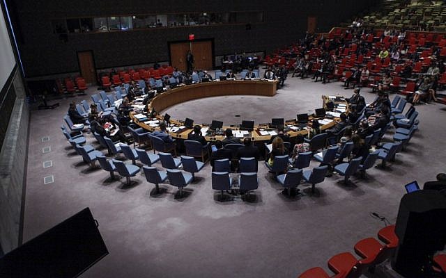 The United Nations Security Council meets at the UN on July 22, 2014 in New York City. (photo credit: Kena Betancur/Getty Images/AFP) 