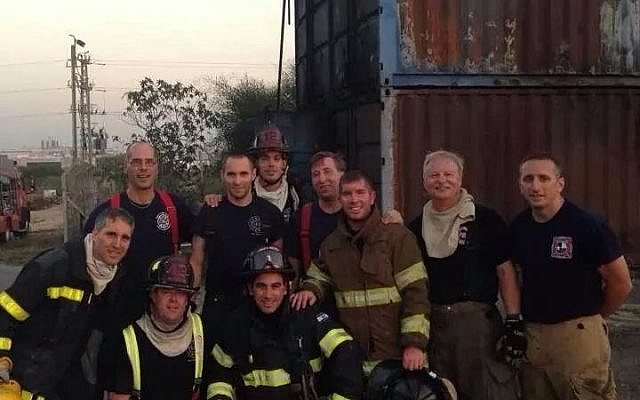 The latest group of American volunteer firefighters to arrive in Israel, battling fires down south (Courtesy Emergency Volunteers Project)