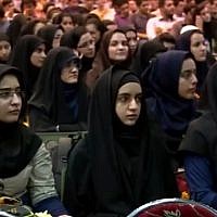 Illustrative: Students of Tehran's Sharif University of Technology (photo credit: YouTube screenshot)