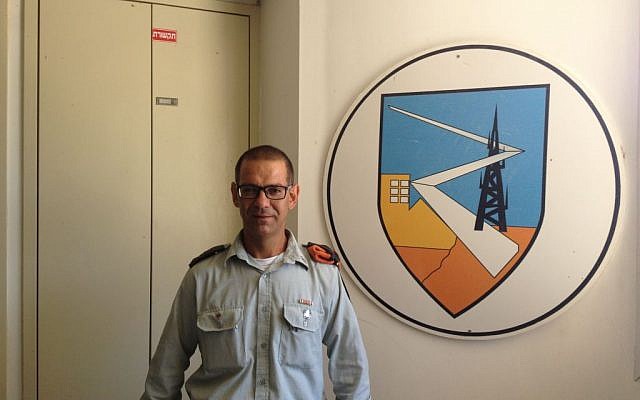 Lt. Col. Levi Itach at IDF Home Front Command headquarters (photo credit: Mitch Ginsburg/ Times of Israel)