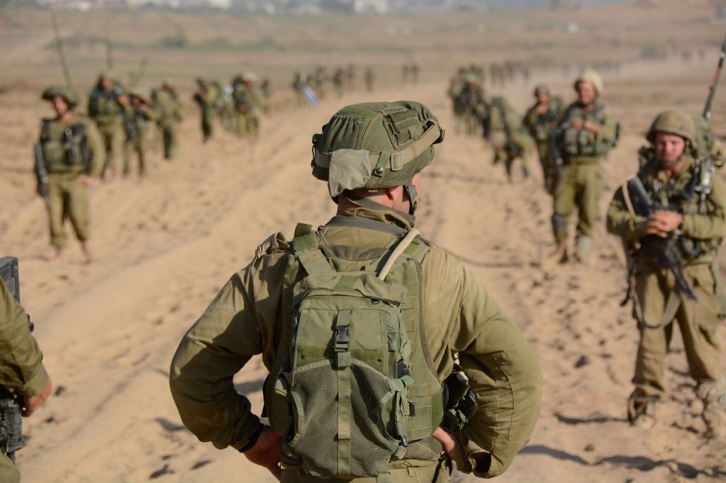An officer preparing to turn and lead his troops in Gaza (photo credit: IDF Spokesperson's Unit/ Flickr)