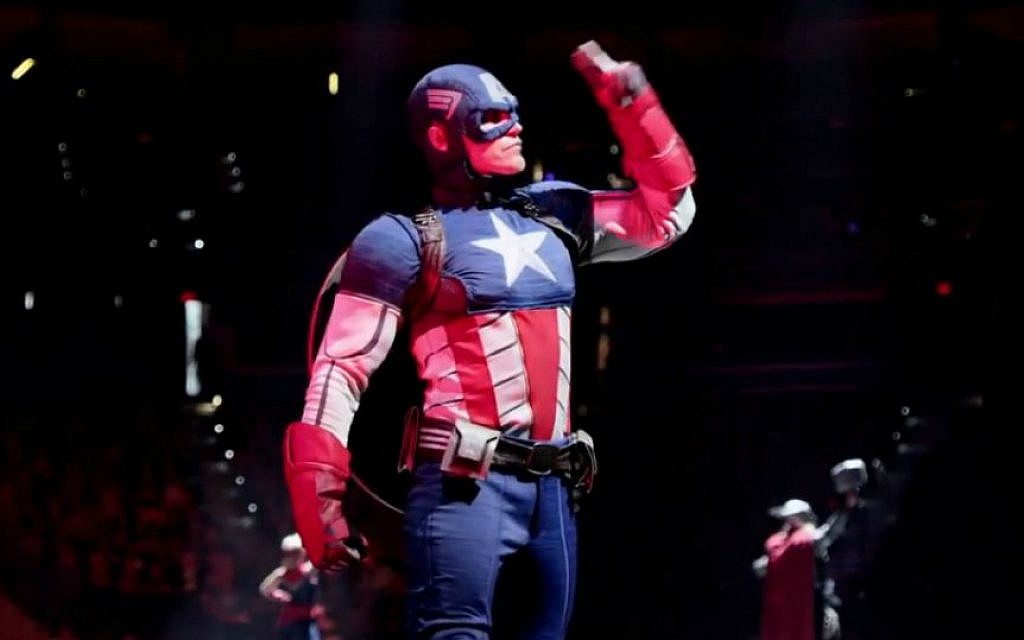 Captain America salutes the parents who got dragged to this thing. (photo credit: Courtesy Feld Entertainment)