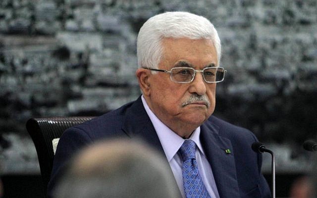 Palestinian Authority President Mahmoud Abbas addresses journalists as he meets with members of the Palestine Liberation Organization (PLO) on July 22, 2014 in the West Bank city of Ramallah (photo credit: Issam Rimawi/Flash90)