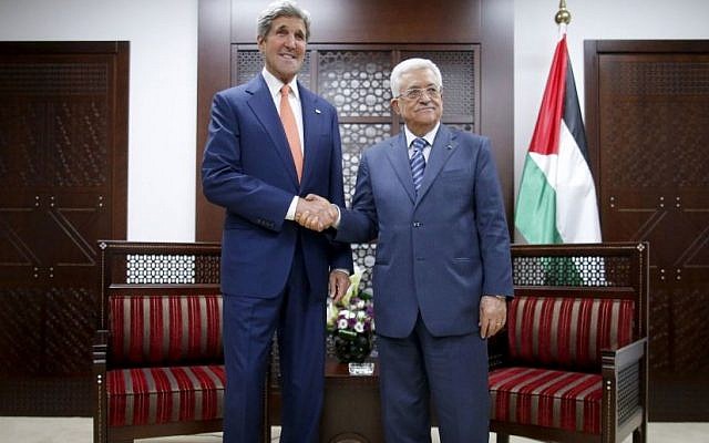 Kerry, Abbas meet in NY to talk Gaza recovery | The Times of Israel