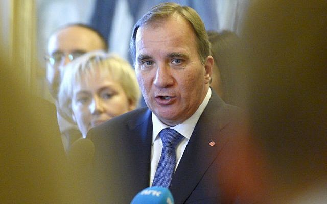 Sweden's prime minister Stefan Loefven, on October 3, 2014 (photo credit: AFP/TT NEWS AGENCY/JANERIK HENRIKSSON)
