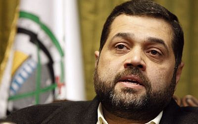 Hamas official Osama Hamdan (photo credit: AP/Bilal Hussein)