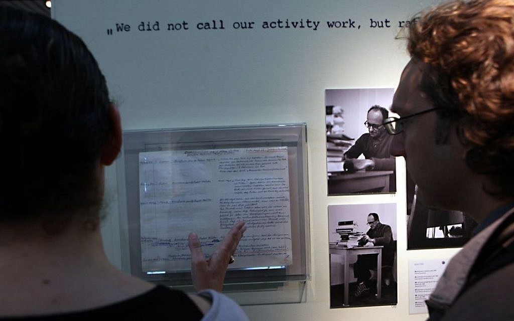 An exhibition in Yad Vashem in 2011 on the 50th anniversary of Adolf Eichmann's trail in Jerusalem. His personal diary and photos from his trial are shown. (photo credit: Yossi Zamir/Flash90)
