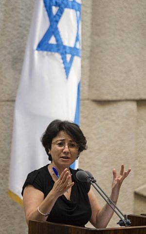 Knesset Member Hanin Zoabi (Balad) in the Knesset. (photo credit: Flash90)