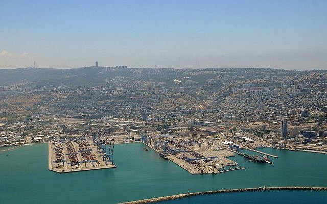 An aerial view of the Haifa Port, northern Israel, June 14, 2014. (Shay Levi/Flash90)