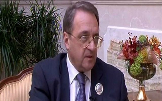 A screen capture of Russian deputy foreign minister Mikhail Bogdanov. (YouTube screen capture)