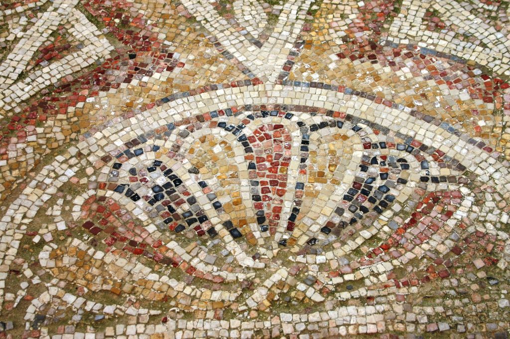 Mosaic in the church at Mamshit (photo credit: Shmuel Bar-Am)