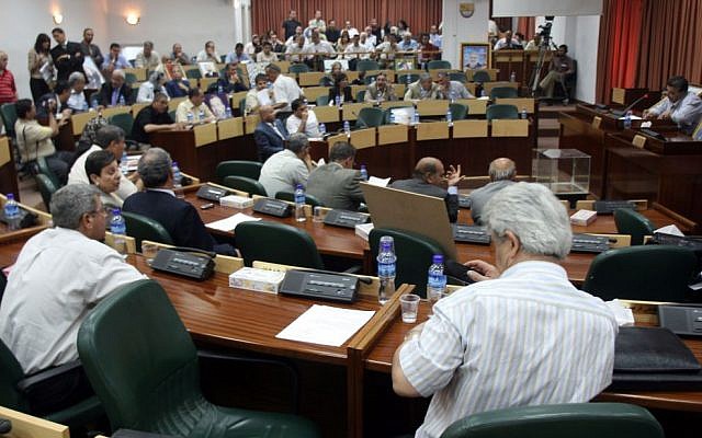 Illustrative: Palestinian lawmakers attend an emergency session at the Palestinan Legislative Council in the West Bank city of Ramallah, July 11, 2007 (Ahmad Gharabli/Flash90)