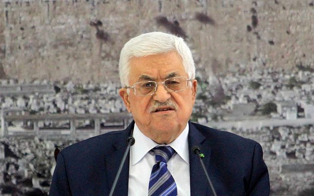 Palestinian Authority President Mahmoud Abbas speaks during a meeting with members of the Palestinian leadership on November 8, 2014, in the West Bank city of Ramallah. (photo credit: STR/Flash90)