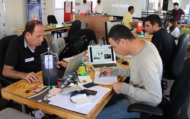 Hacking away at the Toyota Israel Tech Center event (Photo credit: Courtesy)