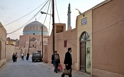Illustrative: In this  November 20, 2014 photo, Iranian Jews enter the Molla Agha Baba Synagogue, in the city of Yazd 420 miles (676 kilometers) south of capital Tehran. (AP Photo/Ebrahim Noroozi)