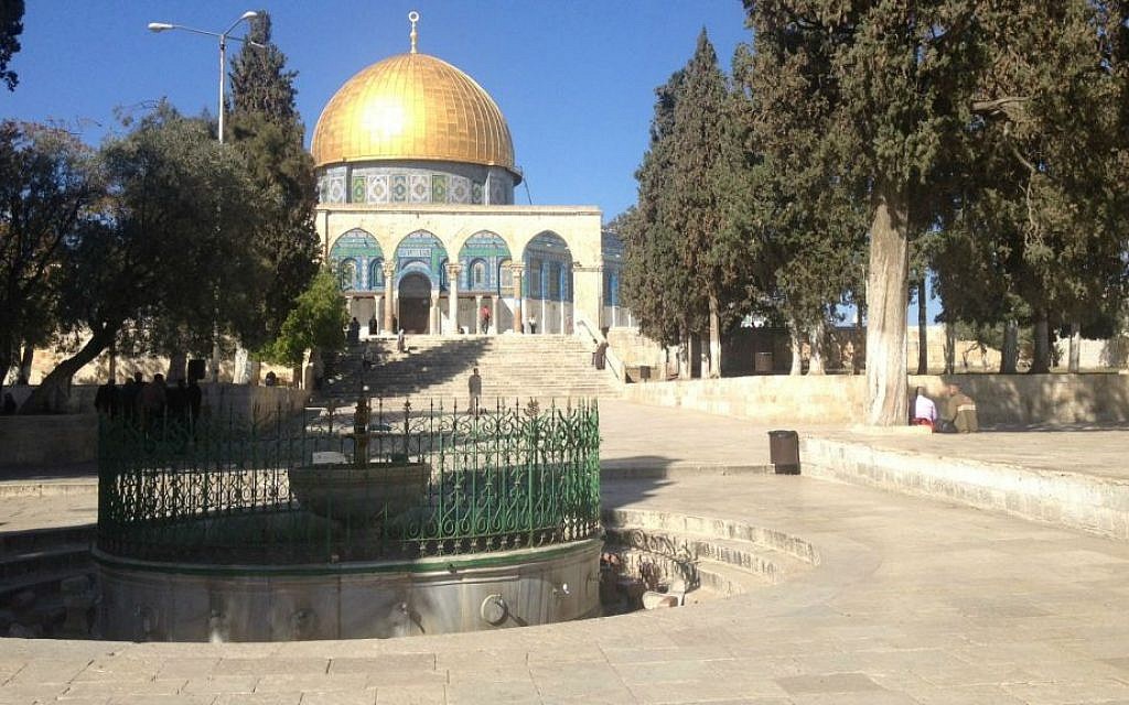 The Dome of the Rock, opposite the al-Aqsa Mosque, during a recent visit (photo credit: Mitch Ginsburg/ Times of Israel)