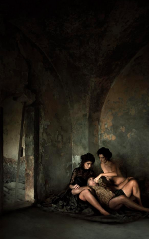 Lot's daughters, who were sequestered in a cave with their father, slept with him, and each bore a son (Courtesy Michal Baratz Koren)