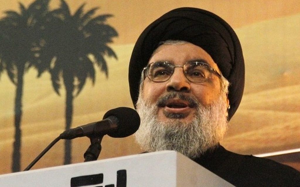 Hezbollah leader Hassan Nasrallah addresses supporters in Beirut, Lebanon, on November 3, 2014. (AFP/STR)