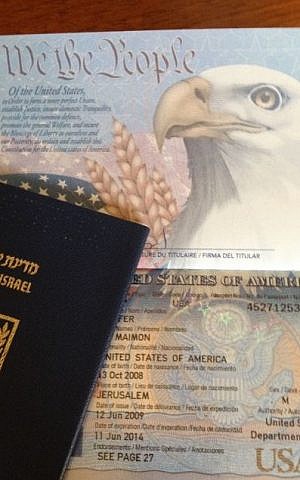 Any passport issued since 2002 to a US citizen born in Jerusalem lists the city rather than Israel, the country, as the place of birth (photo credit: Jessica Steinberg/Times of Israel)