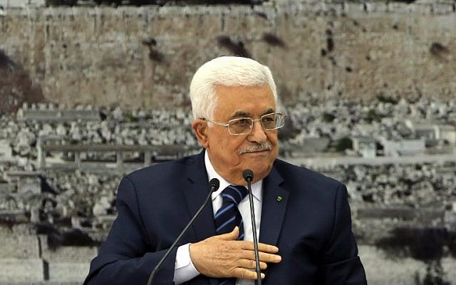 Palestinian Authority President Mahmoud Abbas speaks during a meeting of the Palestinian leadership in the West Bank city of Ramallah, on December 14, 2014. (photo credit: AFP/Abbas Momani)