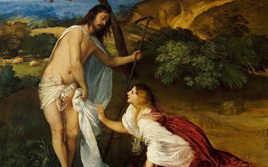 Illustrative: Detail from 'Noli me tangere' by Titian, c. 1512, depicting a meeting between Jesus and Mary Magdalene. (public domain via wikipedia)