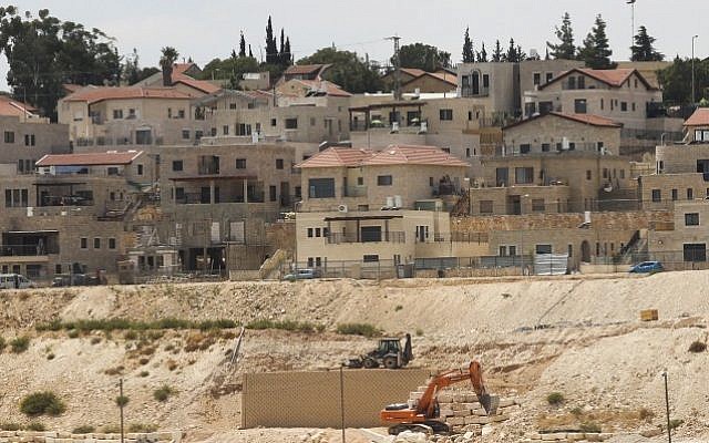 Illustrative photo of a construction site in Tekoa, a Jewish settlement in the West Bank, on September 7, 2014 (Flash90)