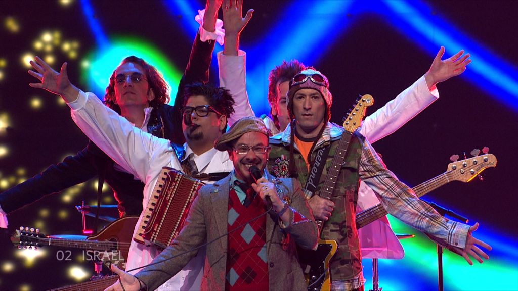 Kobi Oz and Teapacks performing at the Eurovision music contest (Courtesy Laura Bialis)