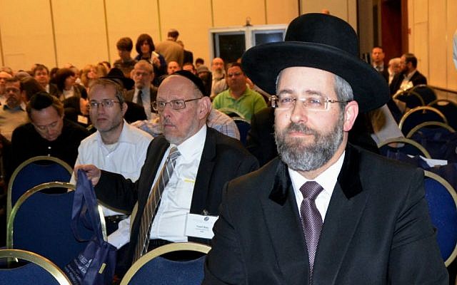 Israeli Chief Rabbi David Lau attends international conference on the Orthodox Jewish community confronting violence and abuse. December 1. 2014 (photo credit: Sharon Altshul)
