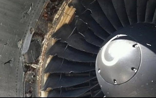 Damage to an engine from a 'bird strike' (Photo: Screenshot)